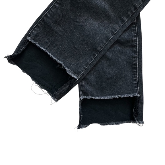 J Brand Washed Black Cropped Skinny Jeans Raw Frayed Ankle Chew Hem Size 25 - Picture 12 of 15